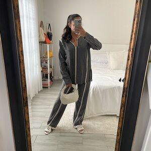 ZARA Striped Black and White Pant Set